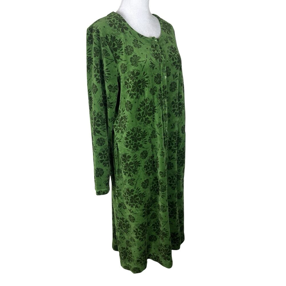 Gudrun Sjoden Velour Selma Button Dress Green Lagenlook Minimalist Size Medium - Picture 5 of 9